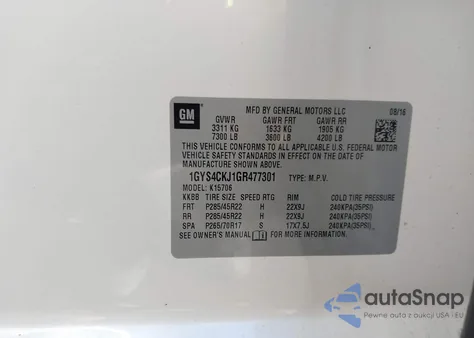 2016 Cadillac Escalade Premium Collection from USA, damaged, VIN 1GYS4CKJ1GR477301